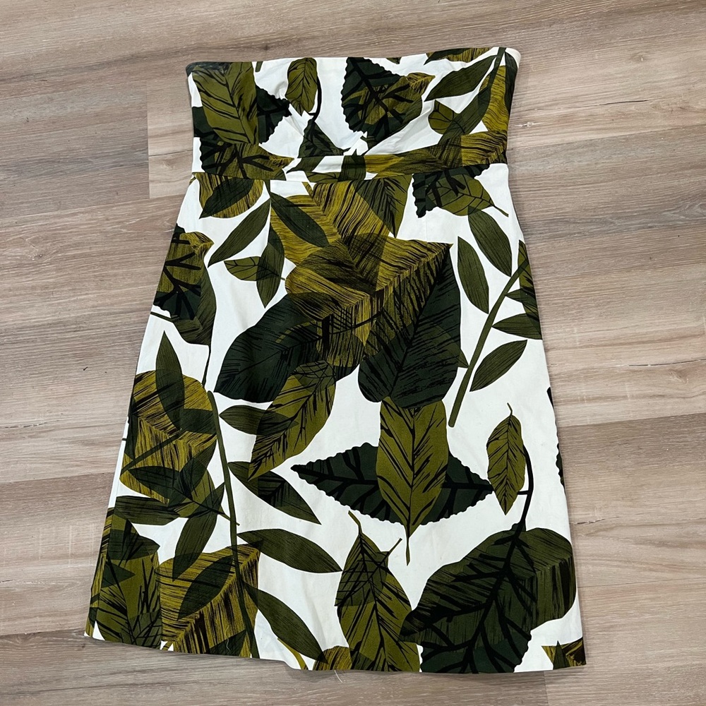 Leaf Print Strapless Dress